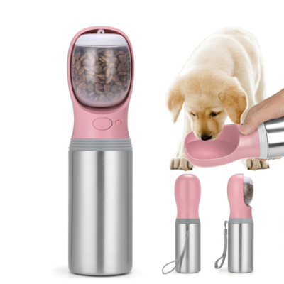 Upgraded Pet Water Dispenser - Includes food container, suitable for travel